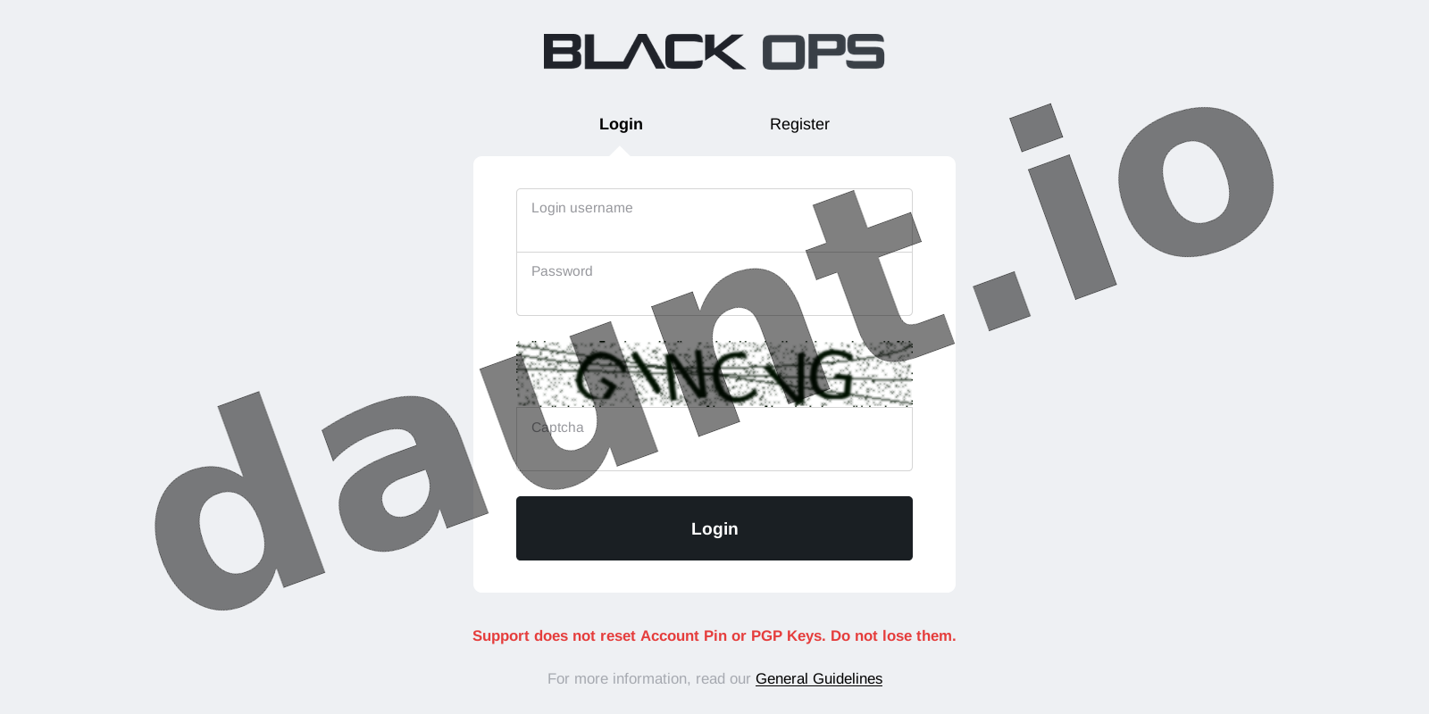 Black Ops Market Interface