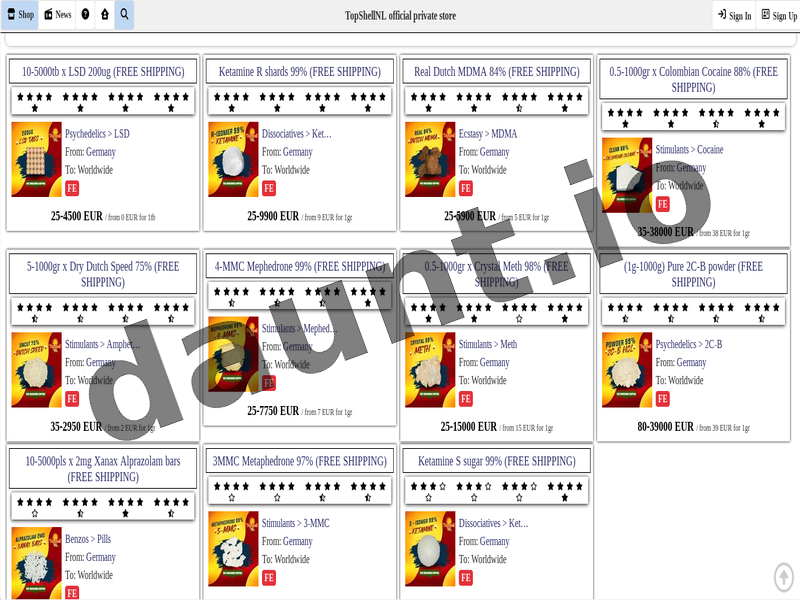 TopShellNL Shop Interface